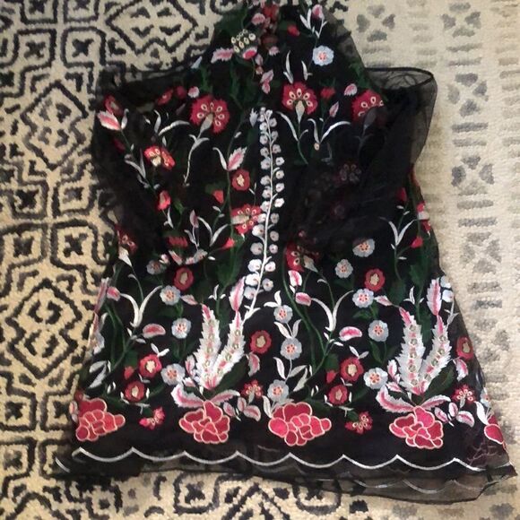 Belle Badgley Mischka Shauna SZ 2 Cold-Shoulder Embroidery Dress NWT - Picture 7 of 10